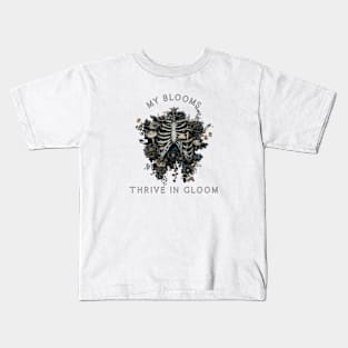 Gothic Ribcage | "Thrive In Gloom" Moody Floral Kids T-Shirt